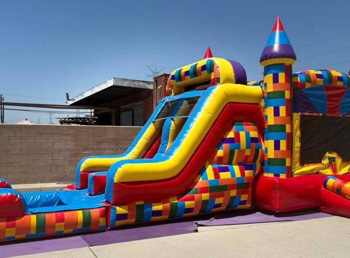 Mega Block Castle Water Slide Combo
